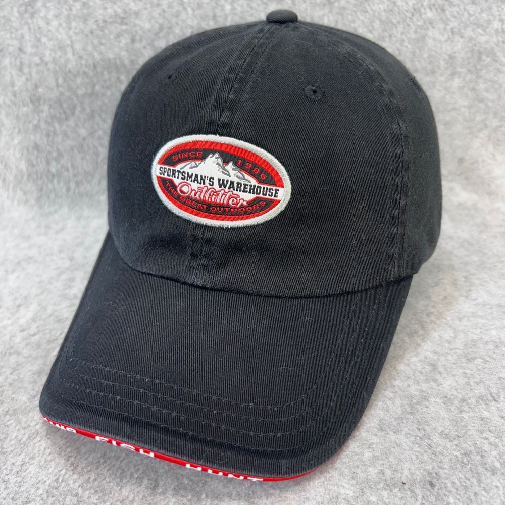 Oval Logo Patch Mens Black Sportsman's Warehouse Cap Camp Fish Hunt OSFA